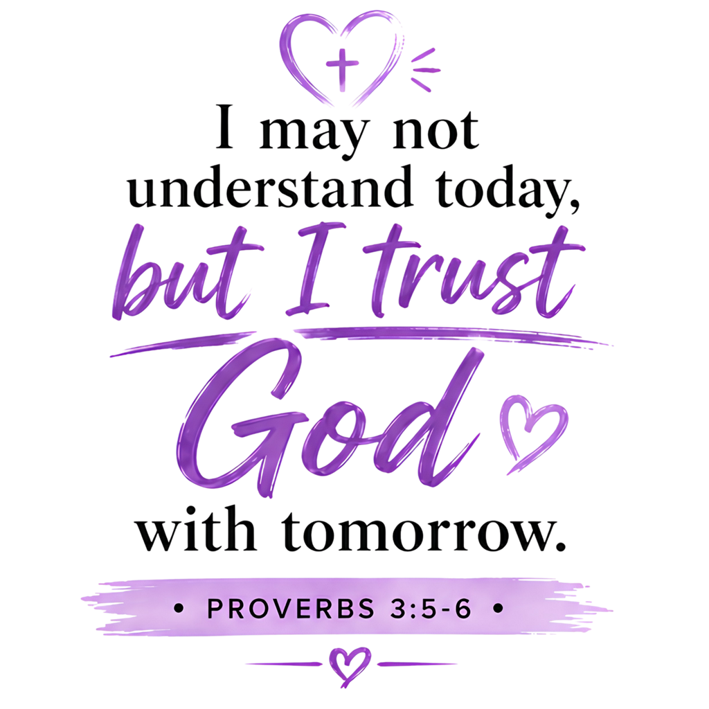 I May Not Understand Today But I Trust God With Tomorrow | Proverbs 3:5-6 Faith Design | DTF Transfer, UV Decal