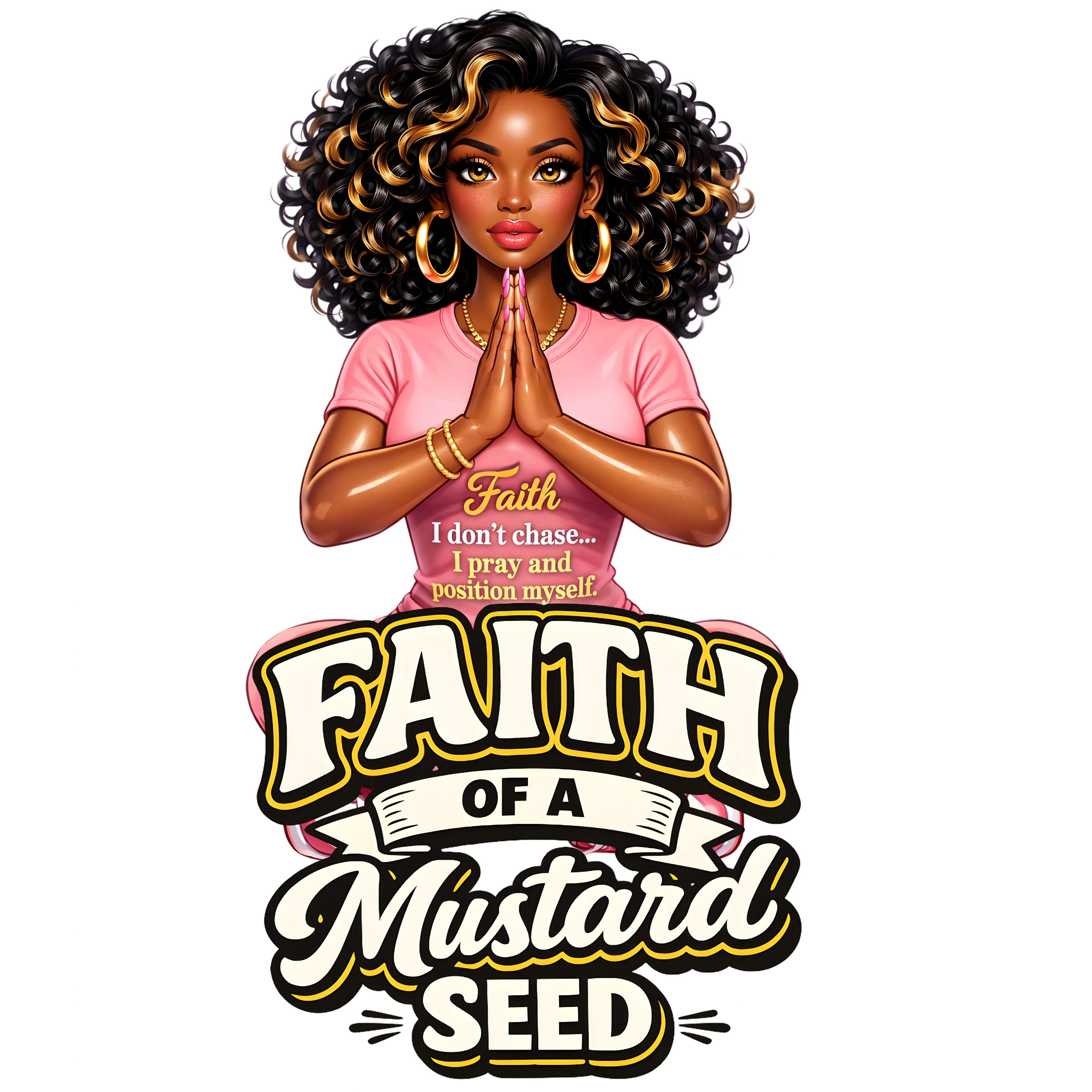 Faith of a Mustard Seed UV/DTF  Christian | Black Woman Prayer Design | Afro Goddess Shirt Design | Faith Quote UV/DTF